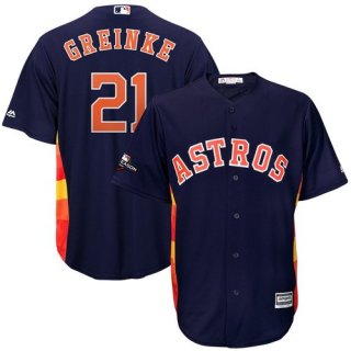 Houston Astros #21 Zack Greinke Majestic 2019 Postseason Official Cool Base Player Navy Jersey