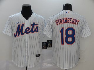 Men's New York Mets #18 Darryl Strawberry White Stitched MLB Cool Base Nike Jersey