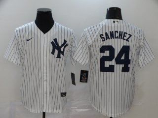 Men's New York Yankees #24 Gary Sanchez White Home Stitched MLB Cool Base Nike Jersey