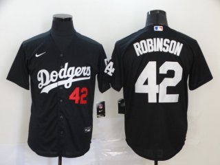 Men's Los Angeles Dodgers #42 Jackie Robinson Black Stitched MLB Cool Base Nike Jersey