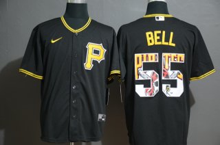 Men's Pittsburgh Pirates #55 Josh Bell Black Team Logo Stitched MLB Cool Base Nike Jersey