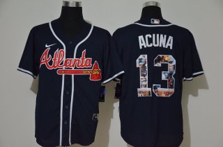 Men's Atlanta Braves #13 Ronald Acuna Jr. Navy Blue Unforgettable Moment Stitched Fashion MLB Cool Base Nike Jersey