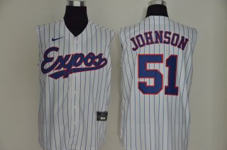 Men's Montreal Expos #51 Randy Johnson White Cooperstown Collection 2020 Cool and Refreshing Sleeveless Fan Stitched MLB Nike Jersey