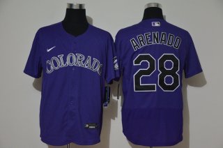 Men's Colorado Rockies #28 Nolan Arenado Purple Stitched MLB Flex Base Nike Jersey