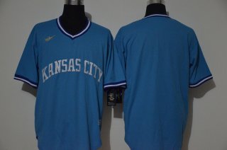 Men's Kansas City Royals Blank Light Blue Pullover Cool Base Cooperstown Collection Stitched Nike MLB Jersey