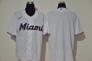 Men's Miami Marlins Blank White Stitched MLB Cool Base Nike Jersey