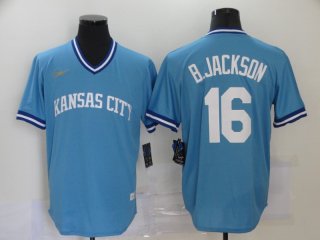 Men's Kansas City Royals #16 Bo Jackson Light Blue Pullover Cool Base Cooperstown Collection Nike Jersey