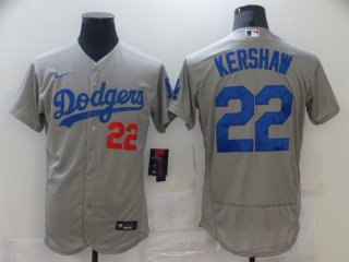 Men Los Angeles Dodgers 22 Kershaw Grey Elite 2021 Nike MLB Jersey