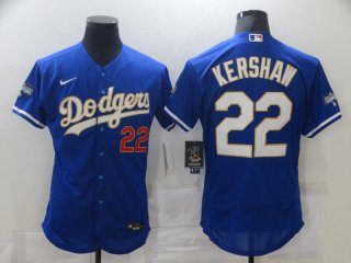 Men Los Angeles Dodgers 22 Kershaw Blue Elite 2021 Nike MLB Jerseys