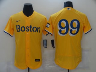 Men's Boston Red Sox #99 Alex Verdugo Gold 2021 City Connect Stitched MLB Flex Base Nike Jersey