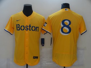 Men's Boston Red Sox #8 Carl Yastrzemski Gold 2021 City Connect Stitched MLB Flex Base Nike Jersey