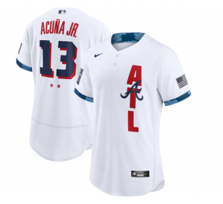 Men's Atlanta Braves #13 Ronald Acuña Jr. 2021 White All-Star Flex Base Stitched MLB Jersey