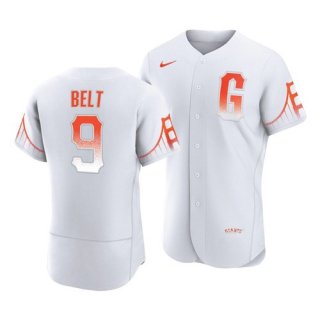 San Francisco Giants #9 Brandon Belt White 2021 City Connect MLB Flex Base Nike Jersey