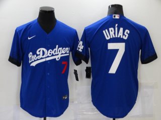 Men's Los Angeles Dodgers #7 Julio Urias Blue 2021 City Connect Number Cool Base Stitched Jersey