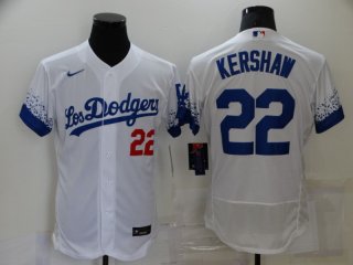 Men's Los Angeles Dodgers #22 Clayton Kershaw White 2021 City Connect Flex Base Stitched Jersey