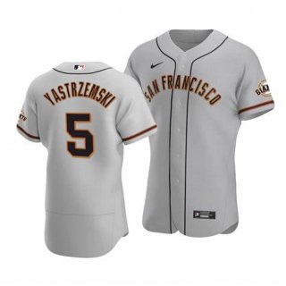 Men's San Francisco Giants #5 Mike Yastrzemski Gray Flex Base Nike Jersey