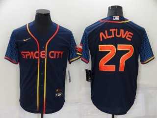 Men's Houston Astros #27 Jose Altuve 2022 Navy City Connect Cool Base Stitched Jersey