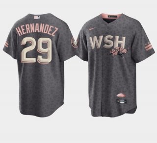 Men's Washington Nationals #29 Yadiel Hernandez 2022 Grey City Connect Cherry Blossom Cool Base Stitched Jersey