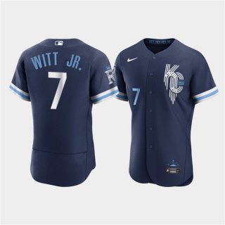 Men's Kansas City Royals #7 Bobby Witt Jr. 2022 Navy City Connect Flex Base Stitched MLB Jersey