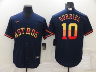 Men's Houston Astros #10 Yuli Gurriel Navy Blue Rainbow Stitched MLB Cool Base Nike Jersey