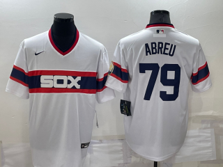 Men's Chicago White Sox #79 Jose Abreu White Pullover Stitched Throwback Cool Base Nike Jersey