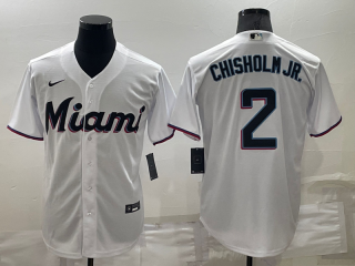 Men's Miami Marlins #2 Jazz Chisholm Jr White Stitched MLB Cool Base Nike Jersey