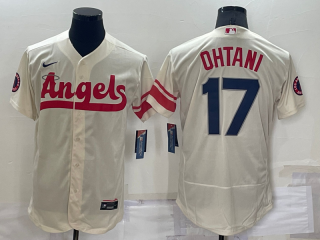 Men's Los Angeles Angels #17 Shohei Ohtani Cream 2022 City Connect Flex Base Stitched Jersey