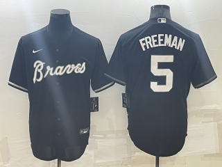 Men's Atlanta Braves #5 Freddie Freeman Black Turn Back The Clock Stitched Cool Base Jersey