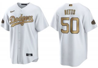 Men's Los Angeles Dodgers #50 Mookie Betts White 2022 All-Star Cool Base Stitched Baseball Jersey