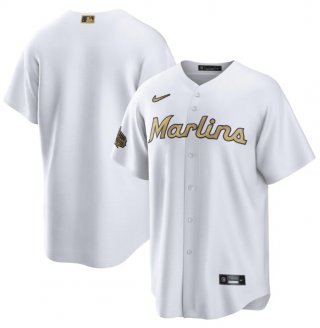 Men's Miami Marlins Blank White 2022 All-Star Cool Base Stitched Baseball Jersey