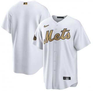 Men's New York Mets Blank White 2022 All-Star Cool Base Stitched Baseball Jersey