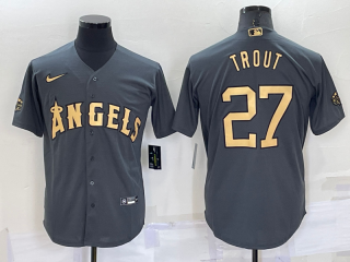 Men's Los Angeles Angels #27 Mike Trout Grey 2022 All Star Stitched Cool Base Nike Jersey