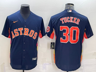 Men's Houston Astros #30 Kyle Tucker Navy Blue With Patch Stitched MLB Cool Base Nike Jersey