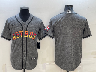 Men's Houston Astros Blank Grey With Patch Cool Base Stitched Baseball Jersey