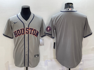 Men's Houston Astros Blank Grey With Patch Stitched MLB Cool Base Nike Jersey