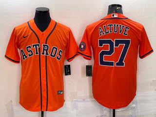 Men's Houston Astros #27 Jose Altuve Orange With Patch Stitched MLB Cool Base Nike Jersey