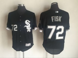 Men's Chicago White Sox #72 Carlton Fisk Retired Black 2016 Flexbase Majestic Baseball Jersey