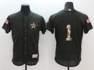 Men's Houston Astros #1 Carlos Correa Green Salute to Service 2016 Flexbase Majestic Baseball Jersey