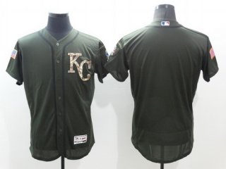 Men's Kansas City Royals Blank Green Salute to Service 2016 Flexbase Majestic Baseball Jersey