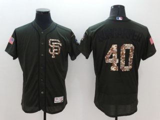 Men's San Francisco Giants #40 Madison Bumgarner Green Salute to Service 2016 Flexbase Majestic Baseball Jersey