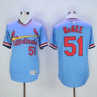 Men's St. Louis Cardinals #51 Willie McGee Retired Light Blue Pullover 2016 Flexbase Majestic Baseball Jersey