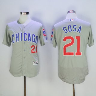 Men's Chicago Cubs #21 Sammy Sosa Retired Gray Road 2016 Flexbase Majestic Baseball Jersey