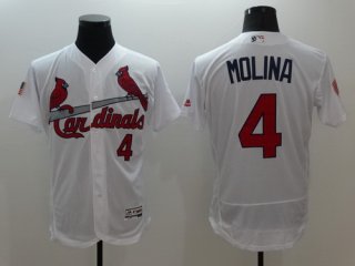 Men's St. Louis Cardinals #4 Yadier Molina White Fashion Stars & Stripes 2016 Flexbase MLB Independence Day Jersey