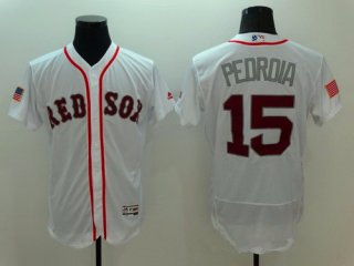 Men's Boston Red Sox #15 Dustin Pedroia White Fashion Stars & Stripes 2016 Flexbase MLB Independence Day Jersey