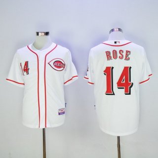 Men's Cincinnati Reds #14 Pete Rose Retired White Cool Base Stitched MLB Jersey