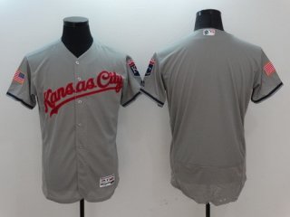 Men's Kansas City Royals Blank Gray Fashion Stars & Stripes 2016 Flexbase MLB Independence Day Jersey