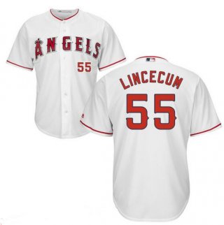 Men's Los Angeles Angels of Anaheim #55 Tim Lincecum White MLB Cool Base Stitched Jersey