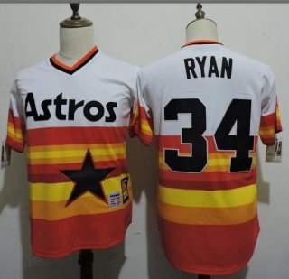 Men's Houston Astros #34 Nolan Ryan Rainbow Stitched MLB Majestic Cool Base Cooperstown Collection Player Jersey