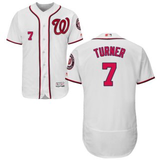 Men's Washington Nationals #7 Trea Turner Majestic Home White Flex Base Authentic Collection Baseball Jersey