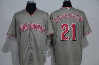 Men's Cincinnati Reds #21 Michael Lorenzen Gray Road Stitched MLB Majestic Cool Base Jersey